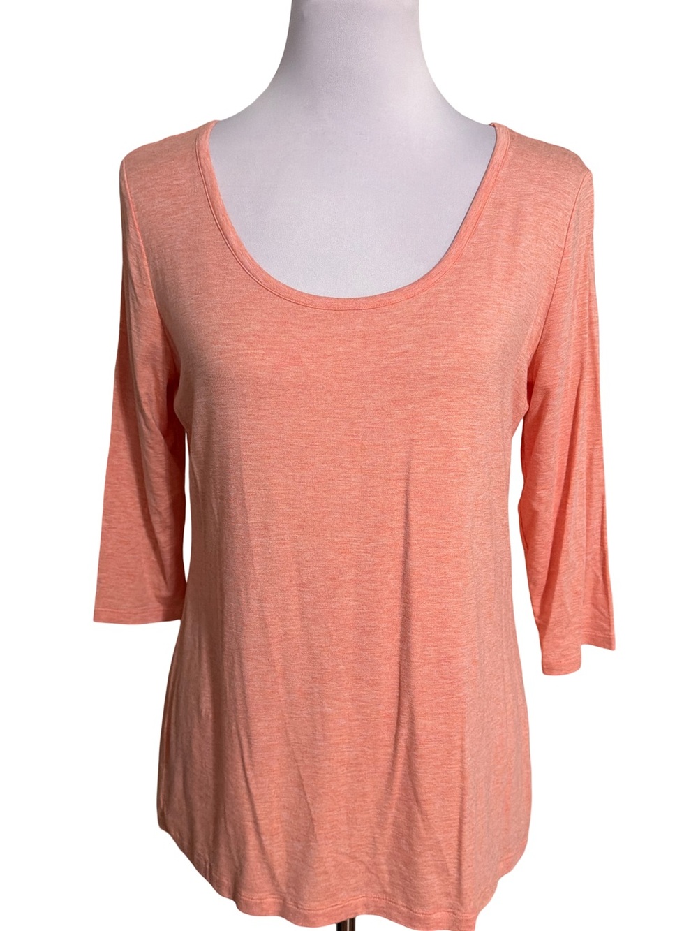 Apostrophe Peach Scoop Neck 3/4 Sleeve Top